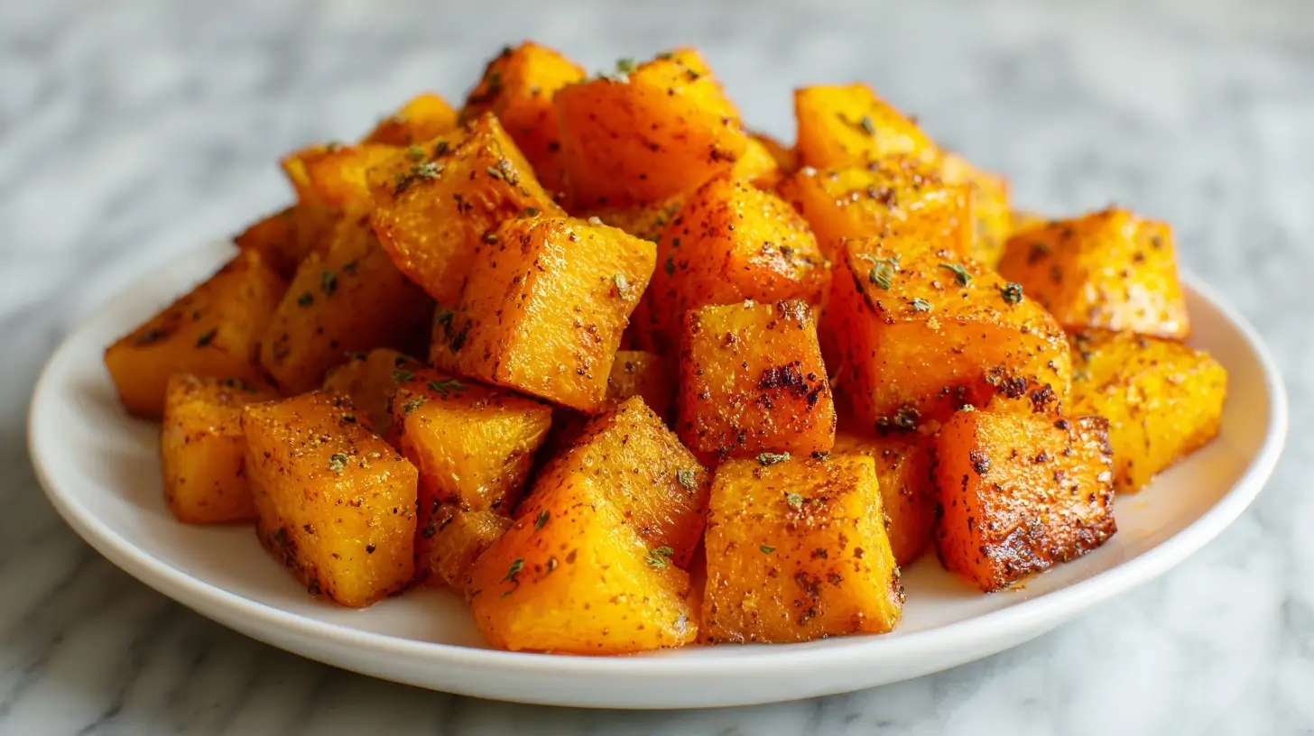 Deliciosa calabaza en freidora de aire, perfecta para una cena saludable.