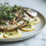 Deliciosa dorada cocinada en freidora de aire, perfecta para una comida saludable.
