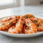 Deliciosos gambones cocinados en freidora de aire