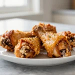 Deliciosos jamoncitos de pollo en freidora de aire, perfectos para una cena rápida.