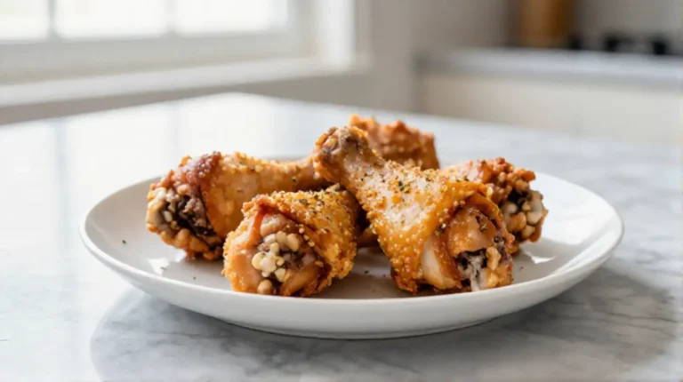 Deliciosos jamoncitos de pollo en freidora de aire, perfectos para una cena rápida.