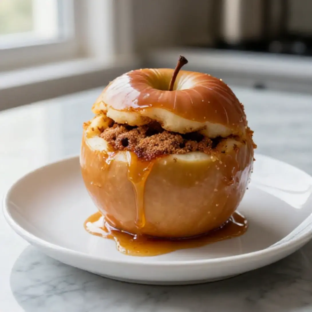 Receta de manzana asada en freidora de aire, perfecta para un postre.