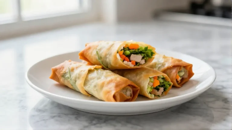 Deliciosos rollitos de primavera cocinados en freidora de aire.