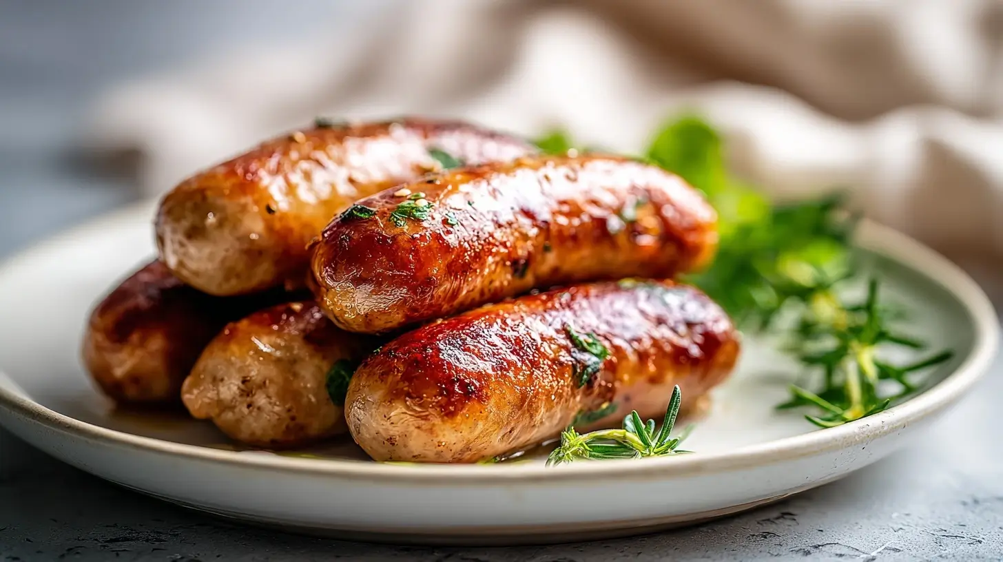 Deliciosas salchichas en freidora de aire, perfectas para una comida rápida.