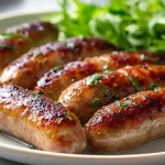 Deliciosas salchichas cocinadas en freidora de aire