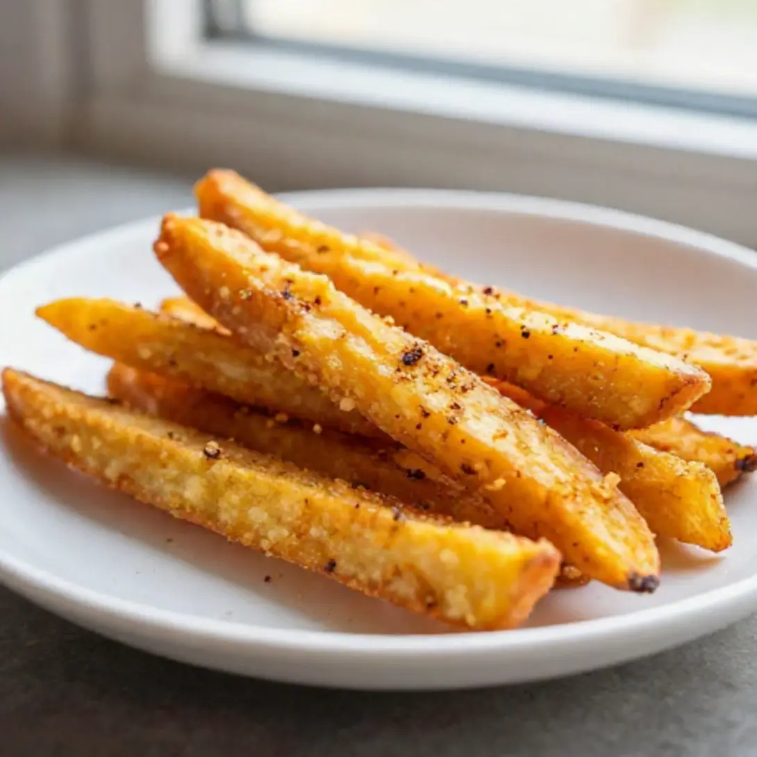 Boniato frito en freidora de aire, saludable y delicioso para cualquier ocasión.