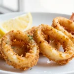 Deliciosos calamares a la romana en freidora de aire.