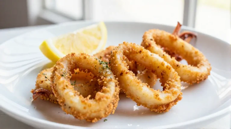 Deliciosos calamares a la romana en freidora de aire.