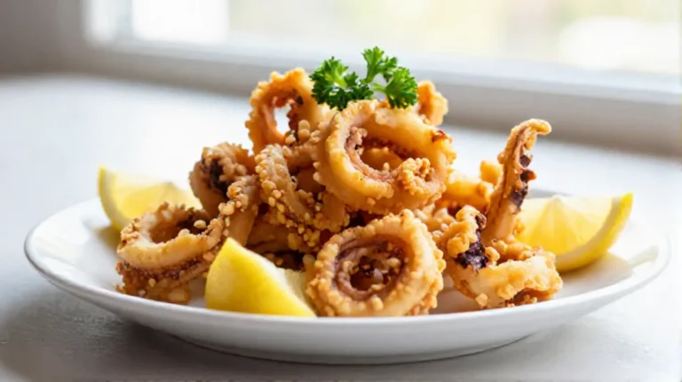 Deliciosos calamares en freidora de aire preparados de manera rápida y saludable.