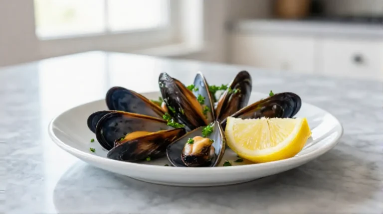 Deliciosos mejillones preparados en la freidora de aire.