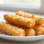 Deliciosos palitos de queso en freidora de aire listos para disfrutar.