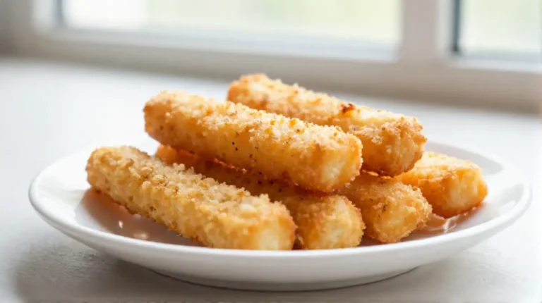 Deliciosos palitos de queso en freidora de aire listos para disfrutar.