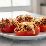 Deliciosos pimientos rellenos preparados en la freidora de aire.