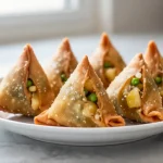 Deliciosas samosas crujientes en freidora de aire.