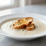 Deliciosa sopa de ajo preparada en la freidora de aire.
