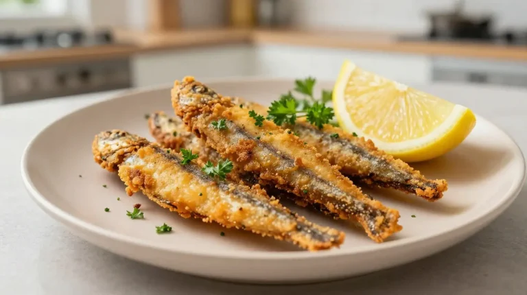 Anchoas en freidora de aire Deliciosas anchoas crujientes preparadas en la freidora de aire.