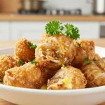 Deliciosos caracoles preparados en freidora de aire, crujientes y sabrosos.