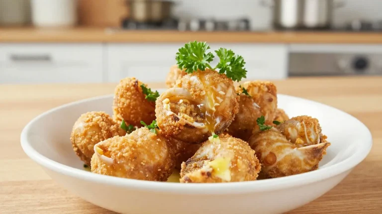 Deliciosos caracoles preparados en freidora de aire, crujientes y sabrosos.