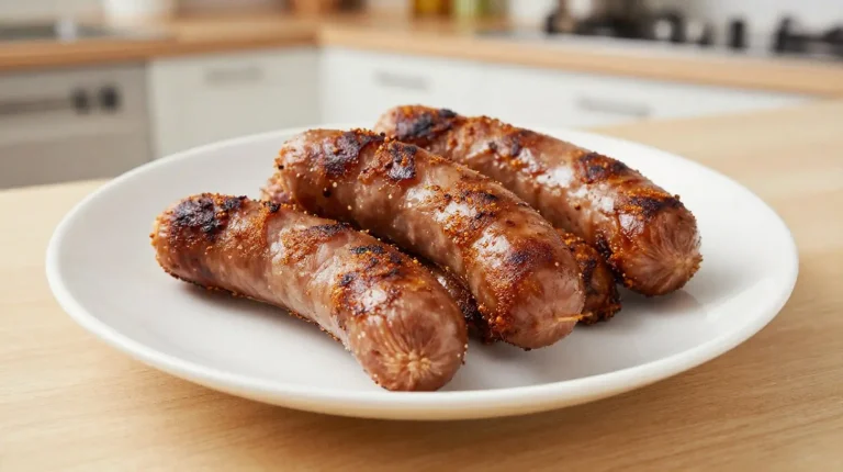 Chistorra en freidora de aire Deliciosa chistorra cocinada en freidora de aire, dorada y crujiente.