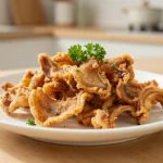 Deliciosa oreja crujiente preparada en freidora de aire para un snack perfecto.