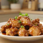 Pollo teriyaki jugoso cocinado en freidora de aire, con un glaseado delicioso.