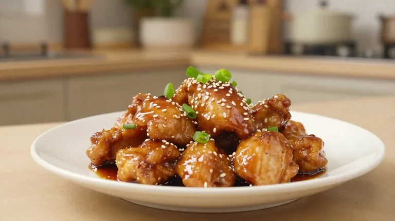 Pollo teriyaki jugoso cocinado en freidora de aire, con un glaseado delicioso.