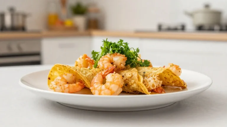 Deliciosa tortilla de camarones cocinada en la freidora de aire