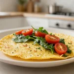 Deliciosa tortilla de espinacas cocinada en freidora de aire, perfecta para una comida saludable.