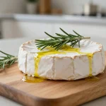 Delicioso camembert al horno con romero preparado en la freidora de aire.